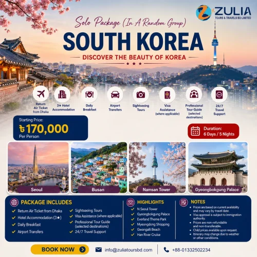 South Korea Solo (In a Random Group) Package